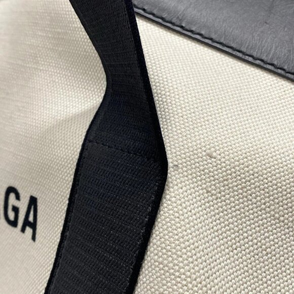 Auth BALENCIAGA Navy Tote 479290 Cream Black Canvas Leather Tote Bag - Picture 10 of 16